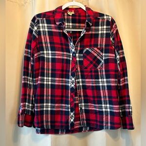 Woolrich Red, Navy & White Plaid Flannel Shirt Vintage